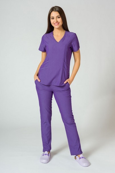 Adar Uniforms Yoga scrubs set (with Modern top – elastic) eggplant-1