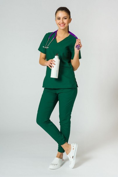 Women's Sunrise Uniforms Premium scrubs set (Joy top, Chill trousers) bottle green-1