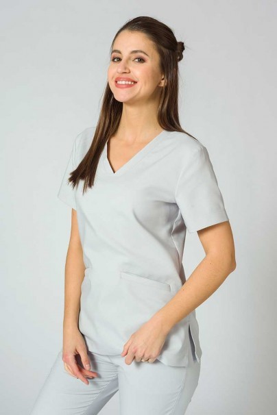 Women’s Sunrise Uniforms Premium Joy scrubs top quiet grey-1