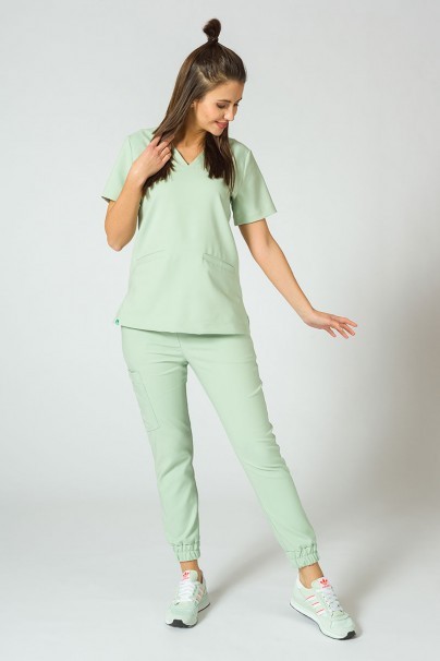 Women's Sunrise Uniforms Premium scrubs set (Joy top, Chill trousers) pistachio-1