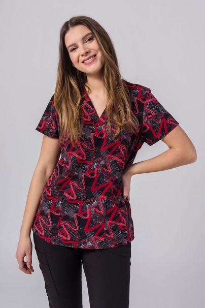 Women’s Maevn Prints scrub top abstract wavy-1