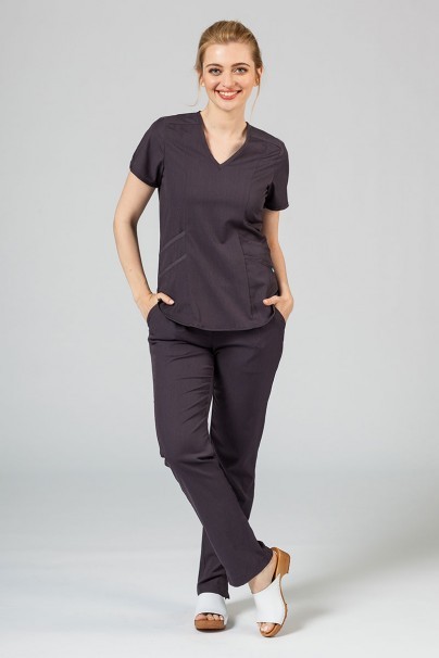 Adar Uniforms Yoga scrubs set (with Modern top – elastic) pewter-1