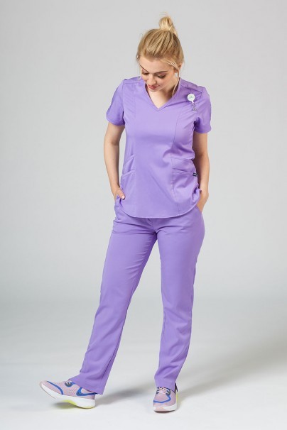 Adar Uniforms Yoga scrubs set (with Modern top – elastic) lavender-1