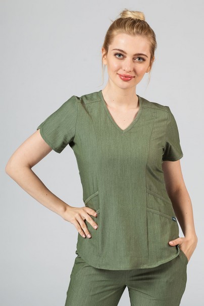 Women’s Adar Uniforms Modern scrub top heather olive-1