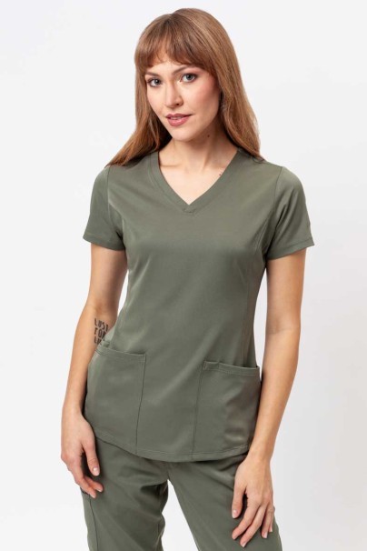 Women's Healing Hands Monica V-neck scrub top olive-1