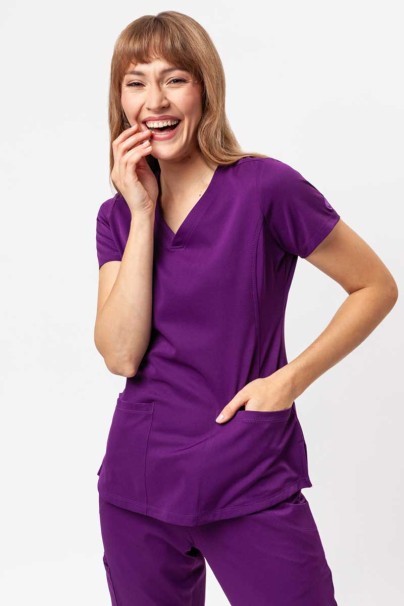 Women's Healing Hands Monica V-neck scrub top eggplant-1