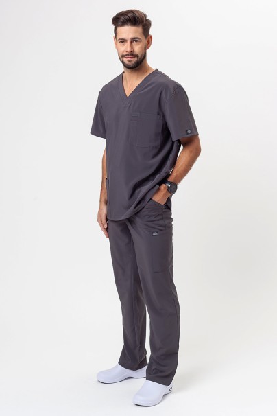 Men's Dickies EDS Essentials (V-neck top, Natural Rise trousers) scrubs set pewter-1