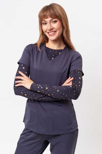 Women's Healing Hands Monica V-neck scrub top pewter-1