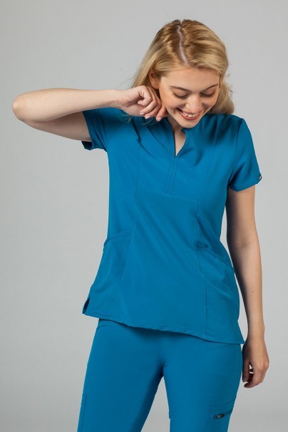 Women’s Adar Uniforms Notched scrub top royal blue-1