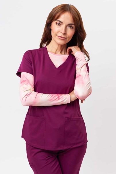 Women's Healing Hands Monica V-neck scrub top wine-1