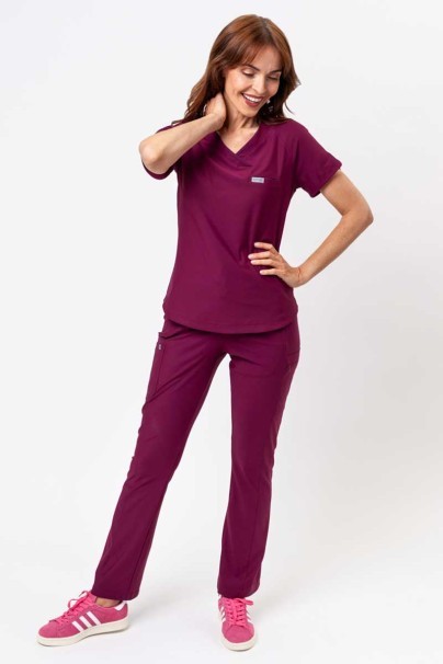Women's Maevn Embrace scrubs set (Luna top, Nora trousers) wine-1