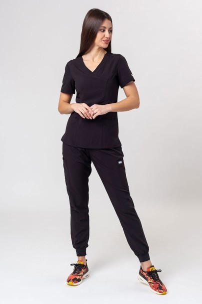 Women's Maevn Momentum scrubs set (Asymetric top, Jogger trousers) black-1