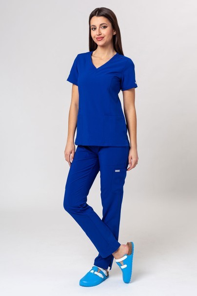 Women's Maevn Momentum scrubs set (Double V-neck top, 6-pocket trousers) galaxy blue-1