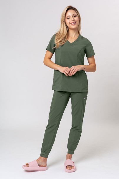 Women's Maevn Momentum scrubs set (Asymetric top, Jogger trousers) olive-1