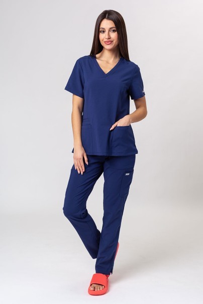 Women's Maevn Momentum scrubs set (Double V-neck top, 6-pocket trousers) true navy-1