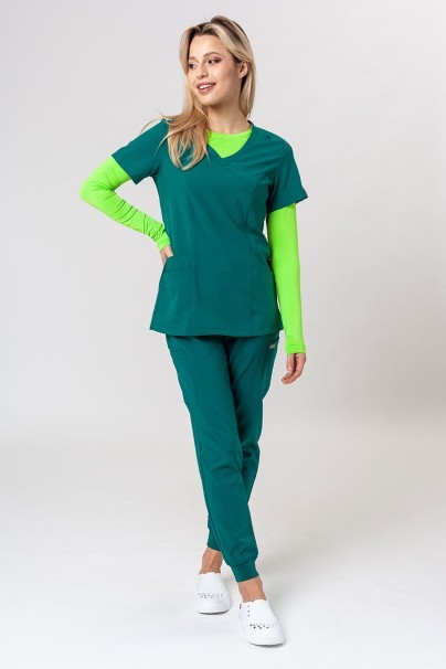 Women's Maevn Momentum scrubs set (Asymetric top, Jogger trousers) hunter green-1