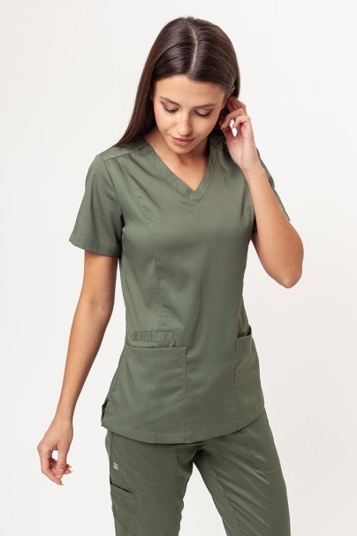 Women’s Maevn Matrix Double V-neck scrub top olive-1