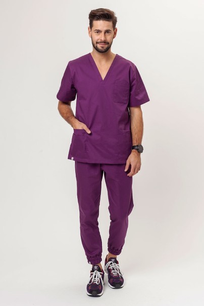 Men's Sunrise Uniforms Basic Jogger FRESH scrubs set (Light top, Easy trousers) plum-1