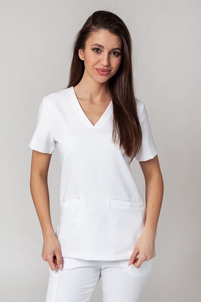 Women’s Sunrise Uniforms Premium Joy scrubs top white-1