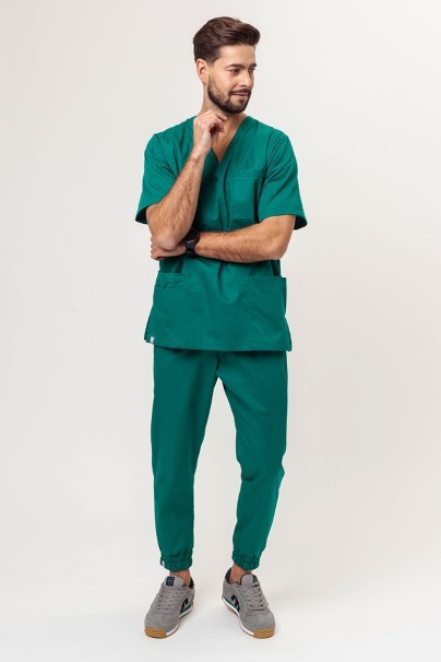 Men's Sunrise Uniforms Basic Jogger FRESH scrubs set (Light top, Easy trousers) hunter green-1