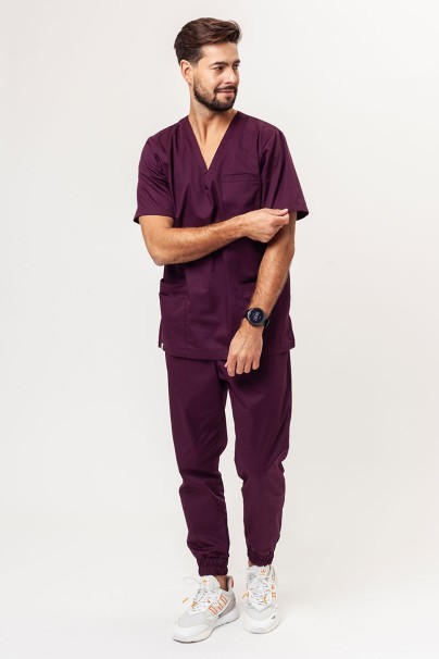Men's Sunrise Uniforms Basic Jogger FRESH scrubs set (Light top, Easy trousers) burgundy-1