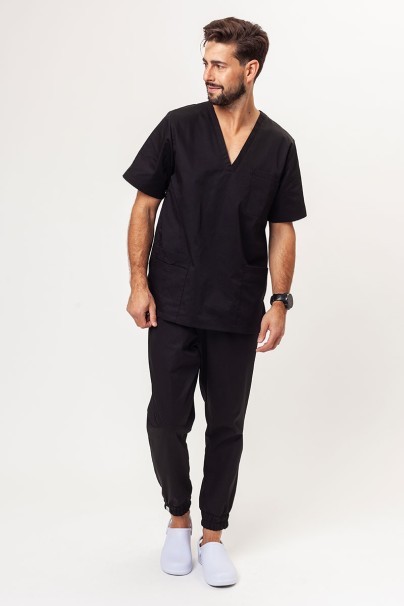 Men's Sunrise Uniforms Basic Jogger FRESH scrubs set (Light top, Easy trousers) black-1