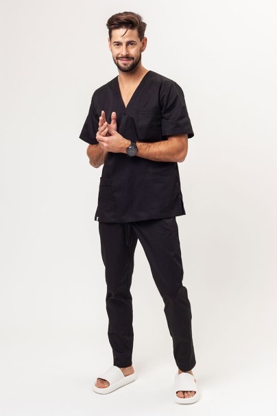 Men’s Sunrise Uniforms Basic Classic FRESH scrubs set (Standard top, Regular trousers) black-1