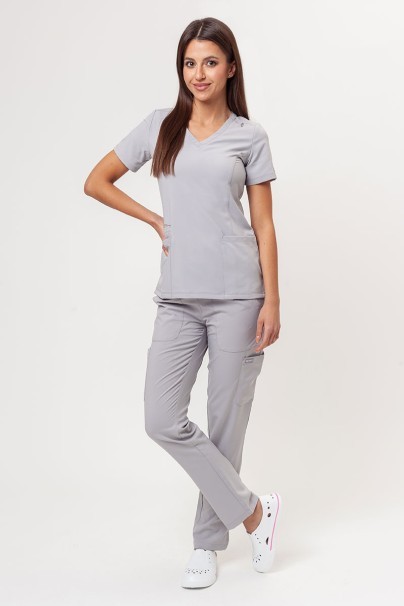 Women's Maevn Momentum scrubs set (Double V-neck top, 6-pocket trousers) quiet grey-1