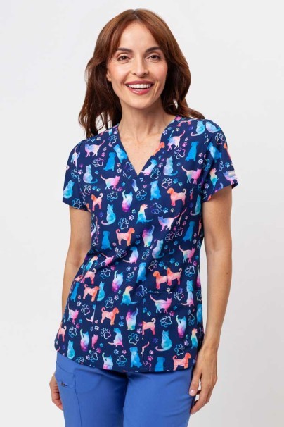 Women’s Maevn Prints scrub top Furr-ever Colorful-1