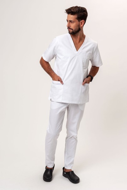 Men’s Sunrise Uniforms Basic Classic FRESH scrubs set (Standard top, Regular trousers) white-1