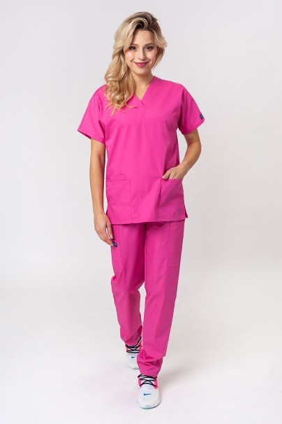 Women's Cherokee Originals scrubs set (V-neck top, N.Rise trousers) shocking pink-1