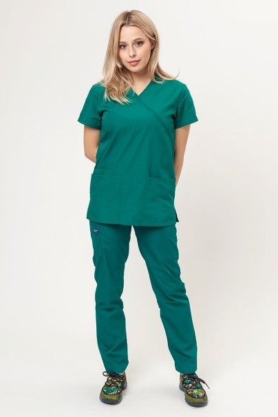 Women's Cherokee Originals (Mock top, N.Rise trousers) scrubs set hunter green-1