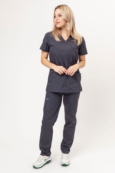 Women's Cherokee Originals (Mock top, N.Rise trousers) scrubs set pewter-1