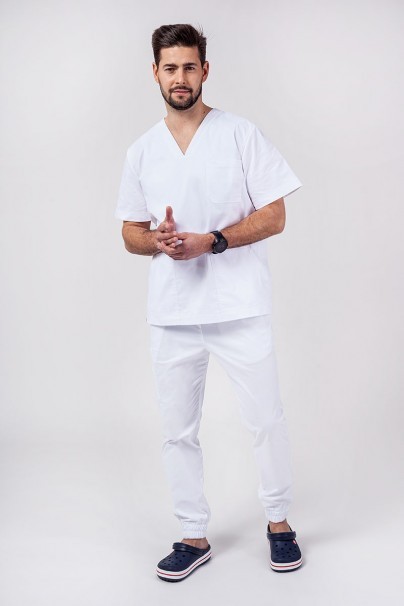 Men's Sunrise Uniforms Active scrubs set (Flex top, Flow trousers) white-1