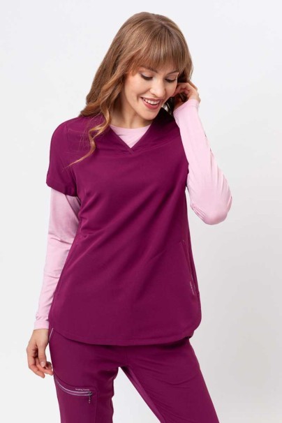 Women's Healing Hands Skyler scrub top wine-1