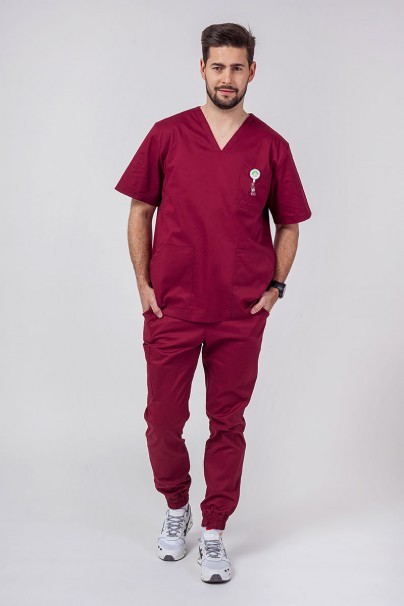 Men's Sunrise Uniforms Active scrubs set (Flex top, Flow trousers) wine-1