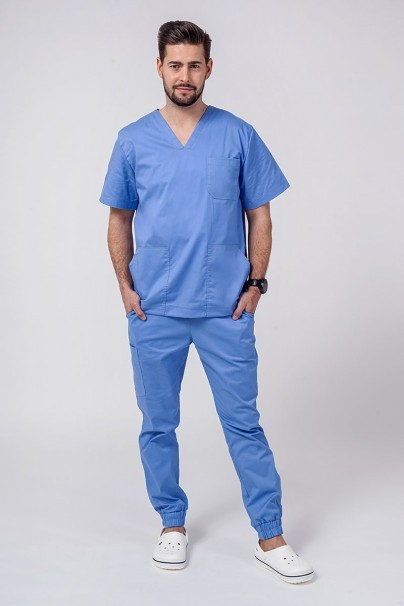 Men's Sunrise Uniforms Active scrubs set (Flex top, Flow trousers) ceil blue-1