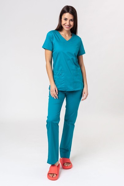 Women's Cherokee Core Stretch scrubs set (Core top, Mid Rise trousers) teal blue-1
