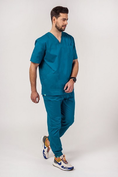 Men's Sunrise Uniforms Active scrubs set (Flex top, Flow trousers) caribbean blue-1