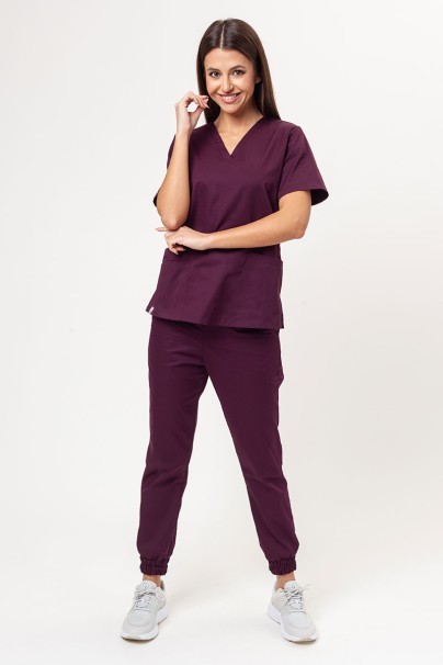 Women's Sunrise Uniforms Basic Jogger FRESH scrubs set (Light top, Easy trousers) burgundy-1