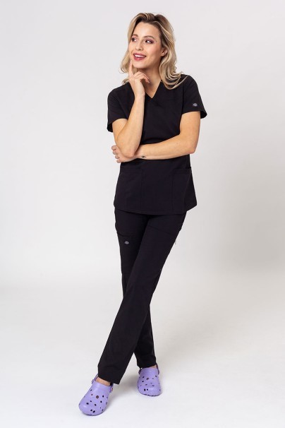 Women's Dickies Balance scrubs set (V-neck top, Mid Rise trousers) black-1