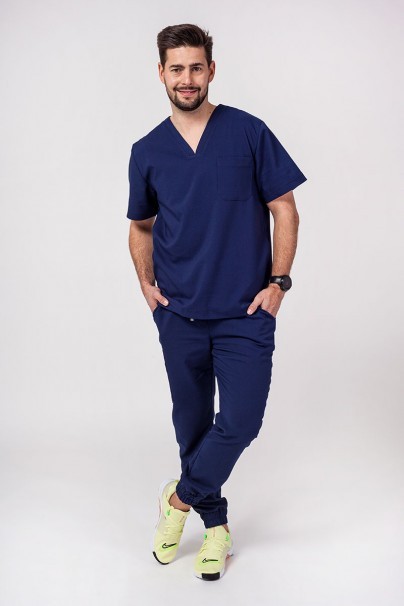 Men's Sunrise Uniforms Premium scrubs set (Dose top, Select trousers) navy-1