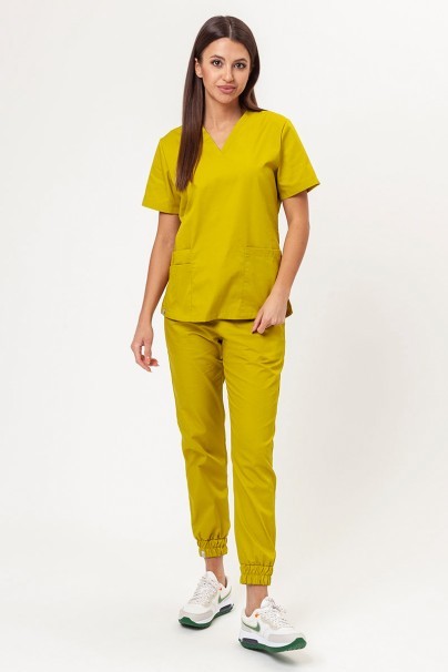 Women's Sunrise Uniforms Basic Jogger FRESH scrubs set (Light top, Easy trousers) mustard-1