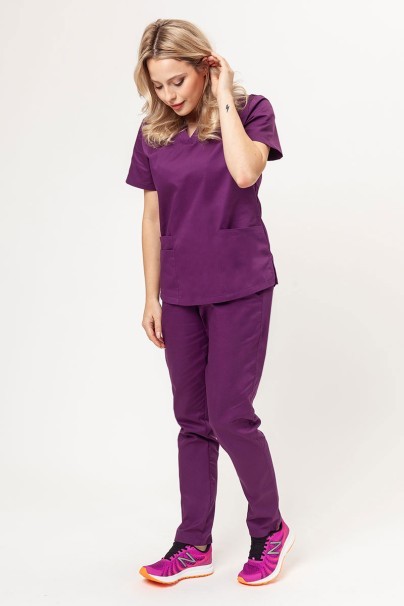 Women’s Sunrise Uniforms Basic Classic FRESH scrubs set (Light top, Regular trousers) plum-1