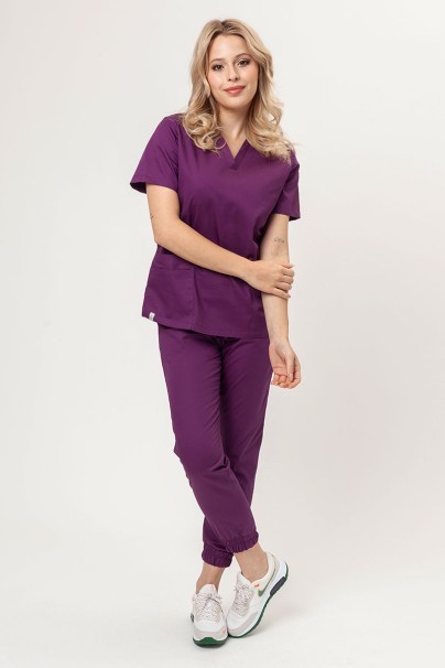 Women's Sunrise Uniforms Basic Jogger FRESH scrubs set (Light top, Easy trousers) plum-1