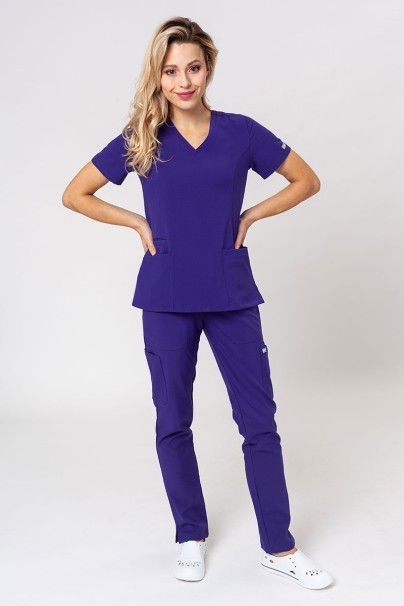 Women's Maevn Momentum scrubs set (Double V-neck top, 6-pocket trousers) grape-1