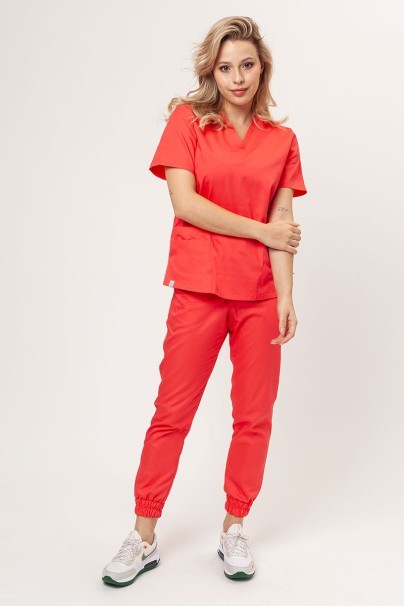 Women's Sunrise Uniforms Basic Jogger FRESH scrubs set (Light top, Easy trousers) coral-1