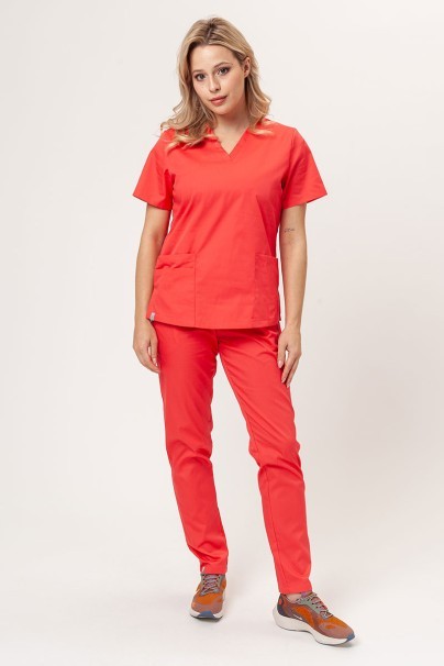 Women’s Sunrise Uniforms Basic Classic FRESH scrubs set (Light top, Regular trousers) coral-1