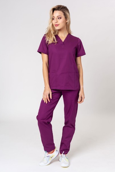 Women’s Sunrise Uniforms Basic Classic scrubs set (Light top, Regular trousers) wine-1