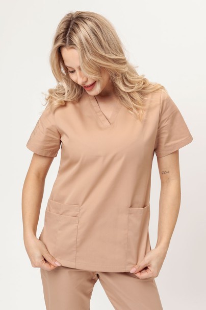 Women's Sunrise Uniforms Basic Light FRESH scrub top khaki-1